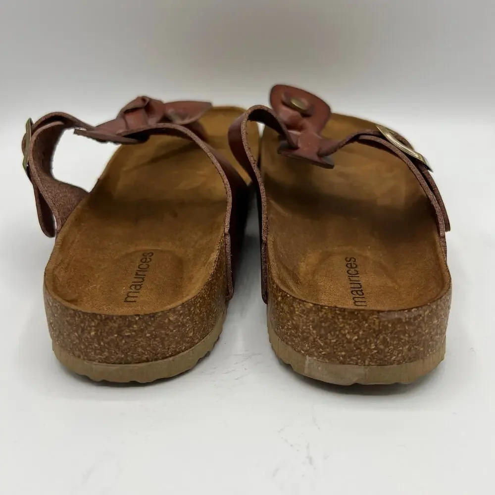 Maurices Lauren Brown Braided Thong Footbed Sandals Slides | Women's Size 8